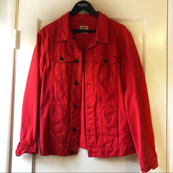 pull and bear red denim jacket
